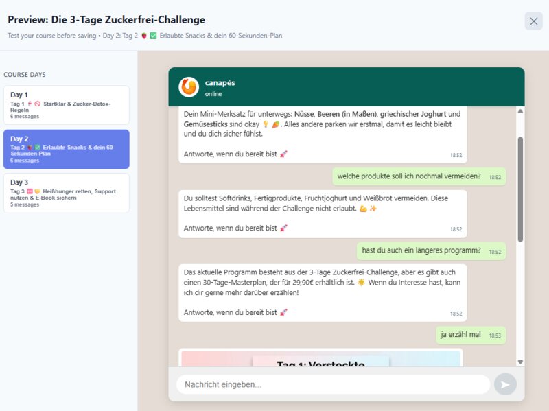 Interaktiver Mini-Kurs auf WhatsApp